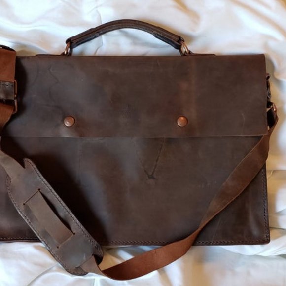 Brown Leather Laptop Briefcase. - Picture 6 of 10